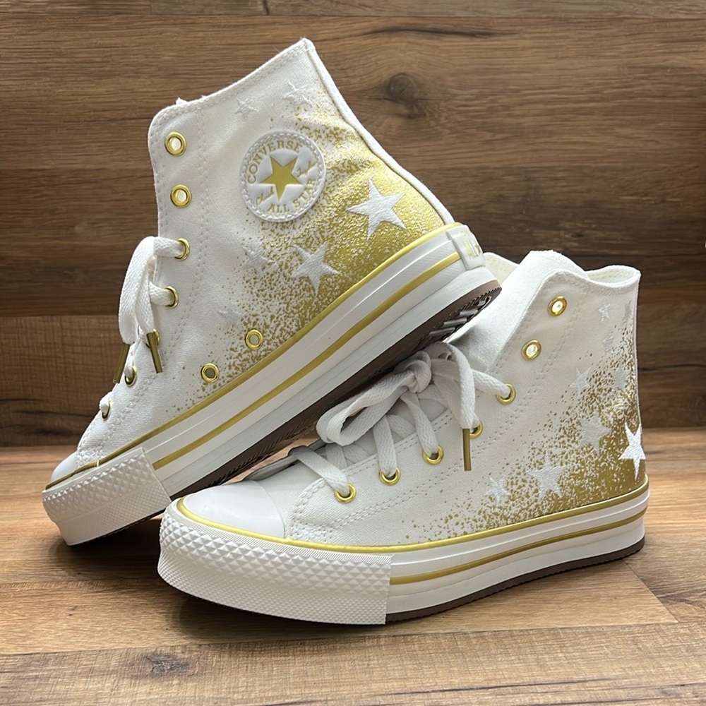 Converse High-Top Sneakers - White and Gold